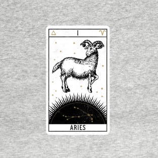 Aries Distressed Goth Tarot Zodiac Sign T-Shirt